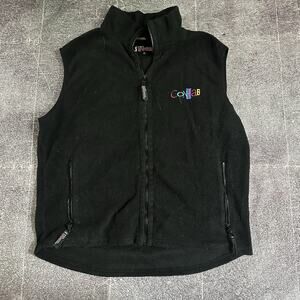 Men's Vintage 90's PGA Tour Confab Black Fleece Vest Zip Up Bomber Jacket Sz XL